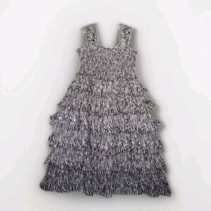 Ryegrass Dress Womens Sz 1X Maxi Tiered Zebra Print Mob Wife Glam Luxury Club
